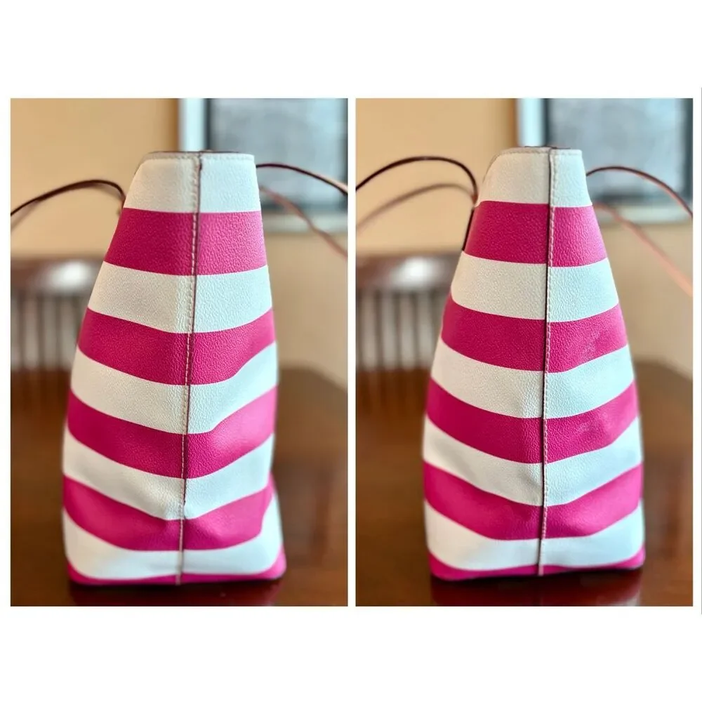 KATE SPADE NEW YORK - Eden Street Margareta Tote in Pink & White Coated Canvas